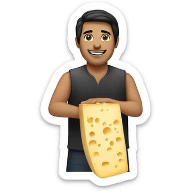 a man that cuts cheese and has shiort, black straight hair sticker