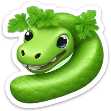 Snake with cilantro around neck sticker