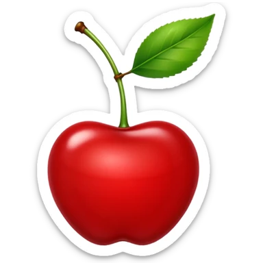Red cherry with green leaves sticker
