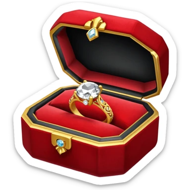diamond ring in a red box with a black backing sticker