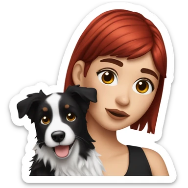 Red haired Dua lipa holding a short haired border collie  sticker