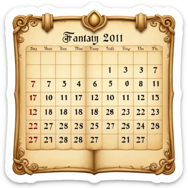  fantasy calendar page sticker