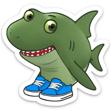 A shark with shoes blues sticker
