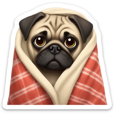Pug dog with blanket sticker