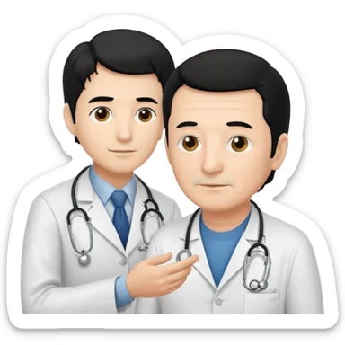 doctor black hair attending to a old man  sticker