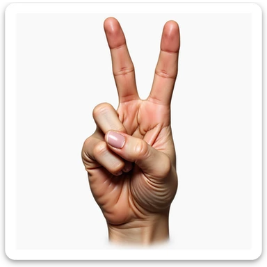 naturalistic depiction of a hand making the ASL R sign, fingers crossed, palm forward, realistic anatomy and color sticker