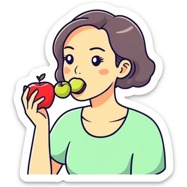 My wife eating an apple  sticker