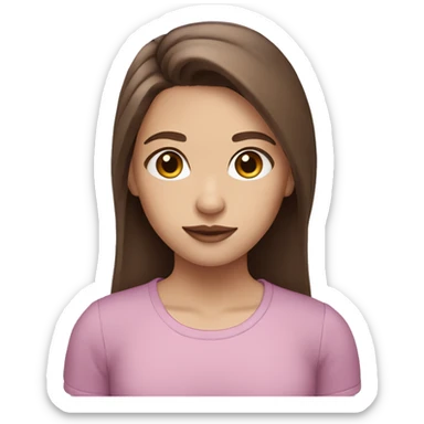 girl with brown hair long hair  brown eyes purple shirt soft pink lips sticker