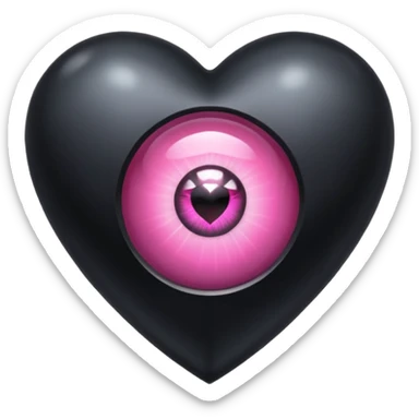 A black heart Gem with a pink eye in the center sticker