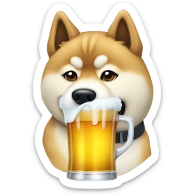 Akita Inu dog drinking beer sticker
