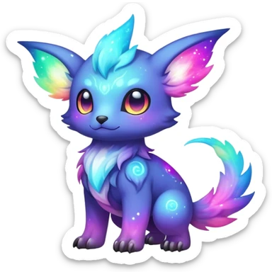 Cute cool colorful nebula fantasy animal hybrid Fakemon full body sticker