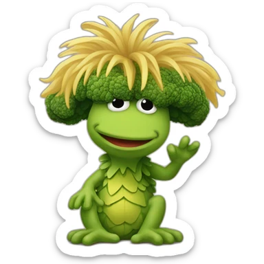 Fraggle with blond Jair eating brócoli  sticker