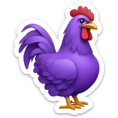 Purple chicken riding a horse sticker