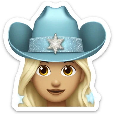light blue cowgirl hat with sparkles without a person wearing it  sticker