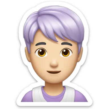 Asian boy with platinum-lilac hair and Korean haircut sticker