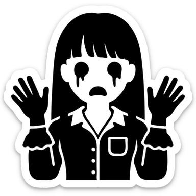 Change the eyes to solid black, keep the style and all other features the same, with no background. sticker