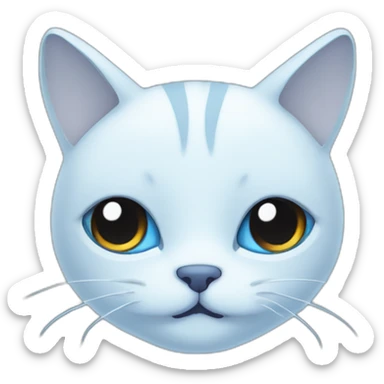 Blue simplistic sketch of a cute cat face sticker