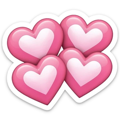 three pink "pixelart" hearts with white-glowing effect sticker