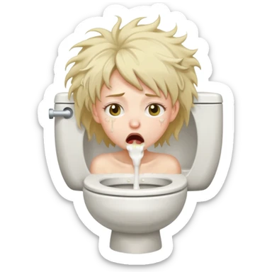 woman very skinny pewking inside toilet sticker