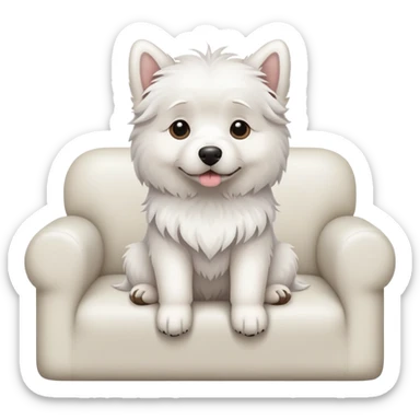 white Dog on couch sticker
