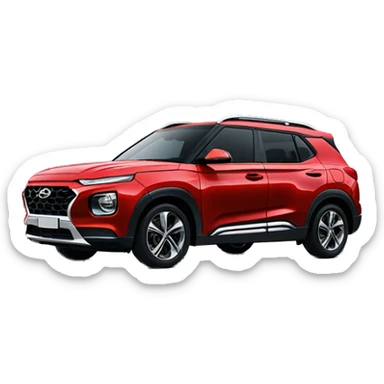 Red Hyundai Venue facing left at a slight slant towards the canera sticker