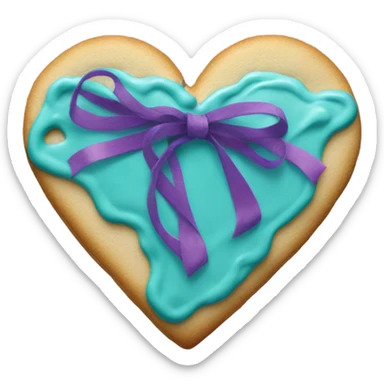 Cookie heart with teal purple support ribbon loop sticker