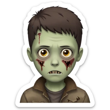 zombie white boy with dark brown edgar haircut and brown eyes sticker