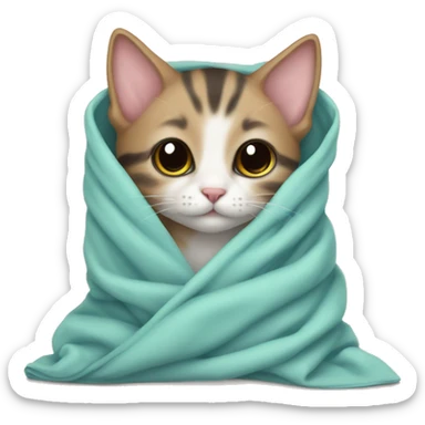 Small kitten cover in blanket sticker