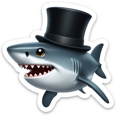 Shark with a top hat sticker