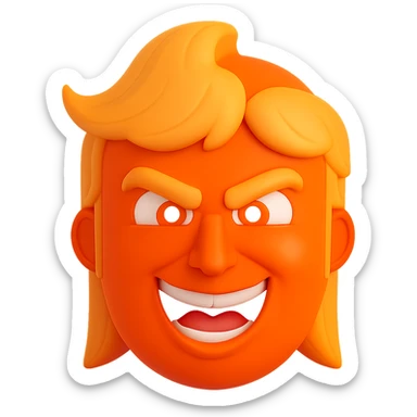 Make the face even more orange, keep the evil expression, in the style of 3D emoji. Remove the background. sticker