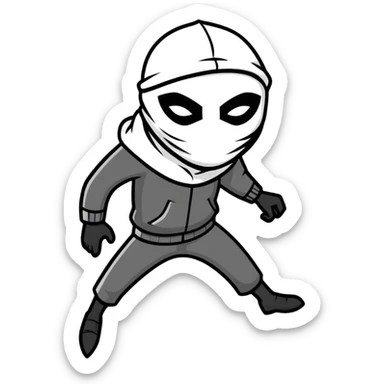 thief with mask in black and white sticker