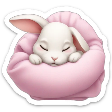 baby rabbit sleeping with heart sticker