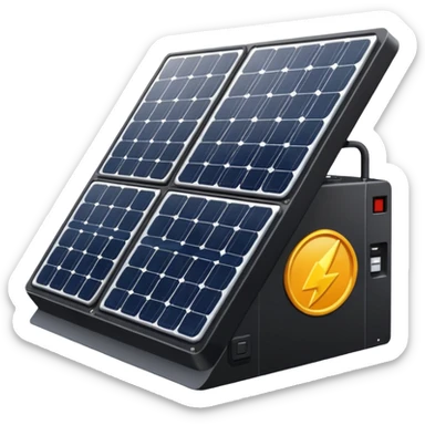 Solar panel array with an inverter and battery Bank sticker