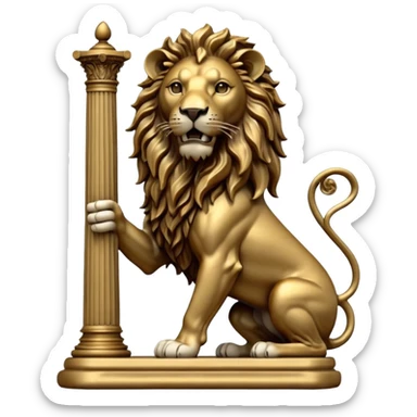 leone che regge una colonna (scultura) sticker