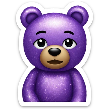 Purple glitter teddy bear cutw sticker