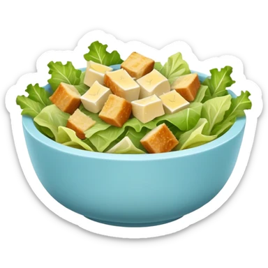 super realistic caesar salad in small light blue bowl sticker