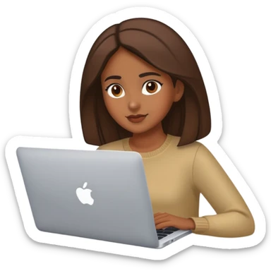 Brune girl using macbook sticker
