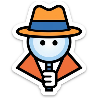 Detective with magnifying glass and hat sticker