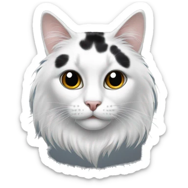 Black and white long hair cat with black spot on muzzle sticker