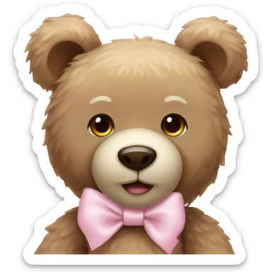 teddy bear with light pink bow sticker