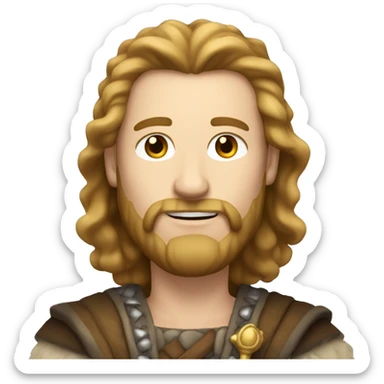 A king with white skin, light brown hair and low beard with no mustache  sticker