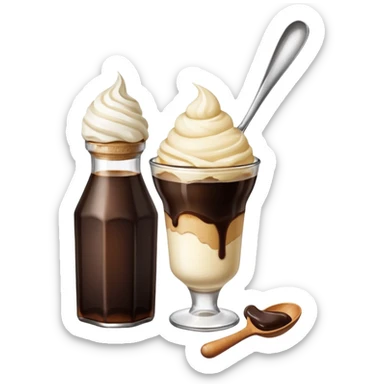 Soy sauce bottle next to ice cream. sticker