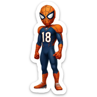 Spider-Man wearing a Denver Broncos jersey sticker