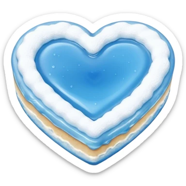 Realistic shortbread cookie in the shape of a heart with Carolina Blue color jelly middle filling and sprinkled powder sugar on top. sticker