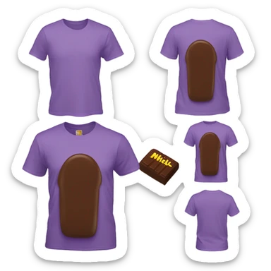 Light purple t-shirt with text “milfa” in style milka chocolate  sticker