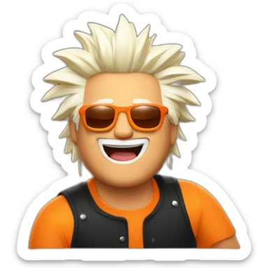Guy Fieri wearing glasses with orange lenses, chewing a cigar and clapping and cheering, but zoomed in on his face sticker