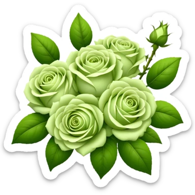 big bouquet Soft Green Tea Rose, luxuriant, leaf, bud sticker