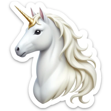 cinematic-beautiful-white-unicorn-emoji,-poised-and-regal,-with-a-slender,-ethereal-form-draped-in-a-pristine-white-color,-a-flowing-mane-and-tail,-and-a-white,-spiraled-horn-that-radiates-pure-light,-simplified-yet-sharp-and-majestic,  sticker