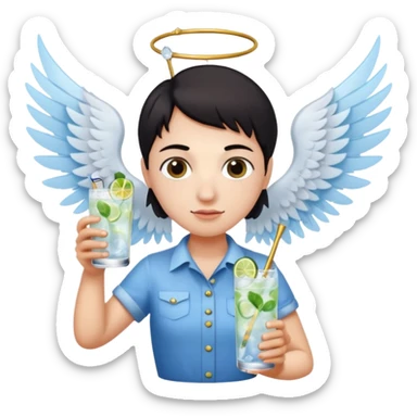 Cupis (with wings and hiss love arrows, holding gin tonic sticker