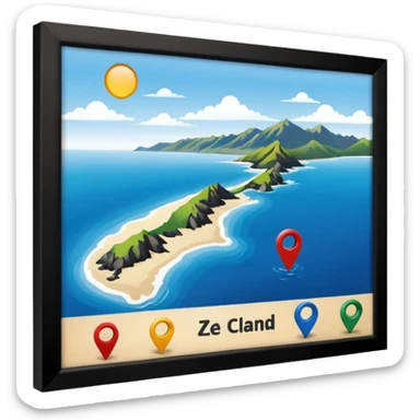 like the last one but more locaters on a wider range of map - west coast of south island nz sticker